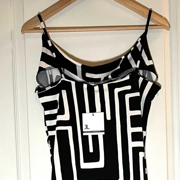 NWOT Jules & Leopold B&W Geo Print Cowl Neck Slip Midi Dress Date Night Party, M - Picture 5 of 14